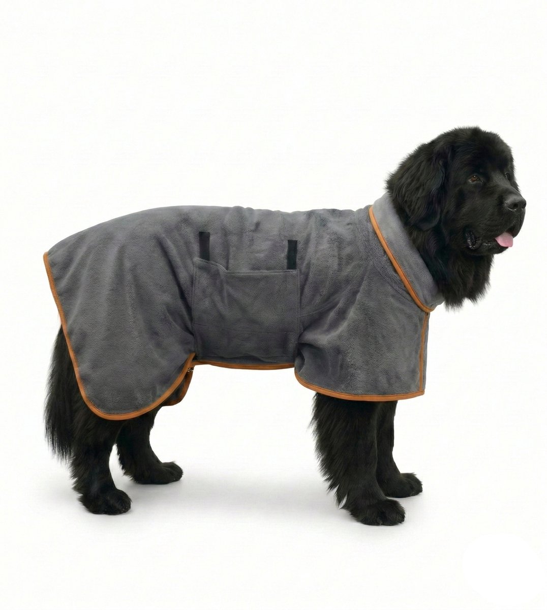 Rainbecom - Hondenbadjas - XL - Ruglengte 61-75 cm - Honden Handdoek - Sneldrogende Badjas Hond met Klittenband - Hondenkleding Microvezel - Absorberende Honden - Grijs Oranje