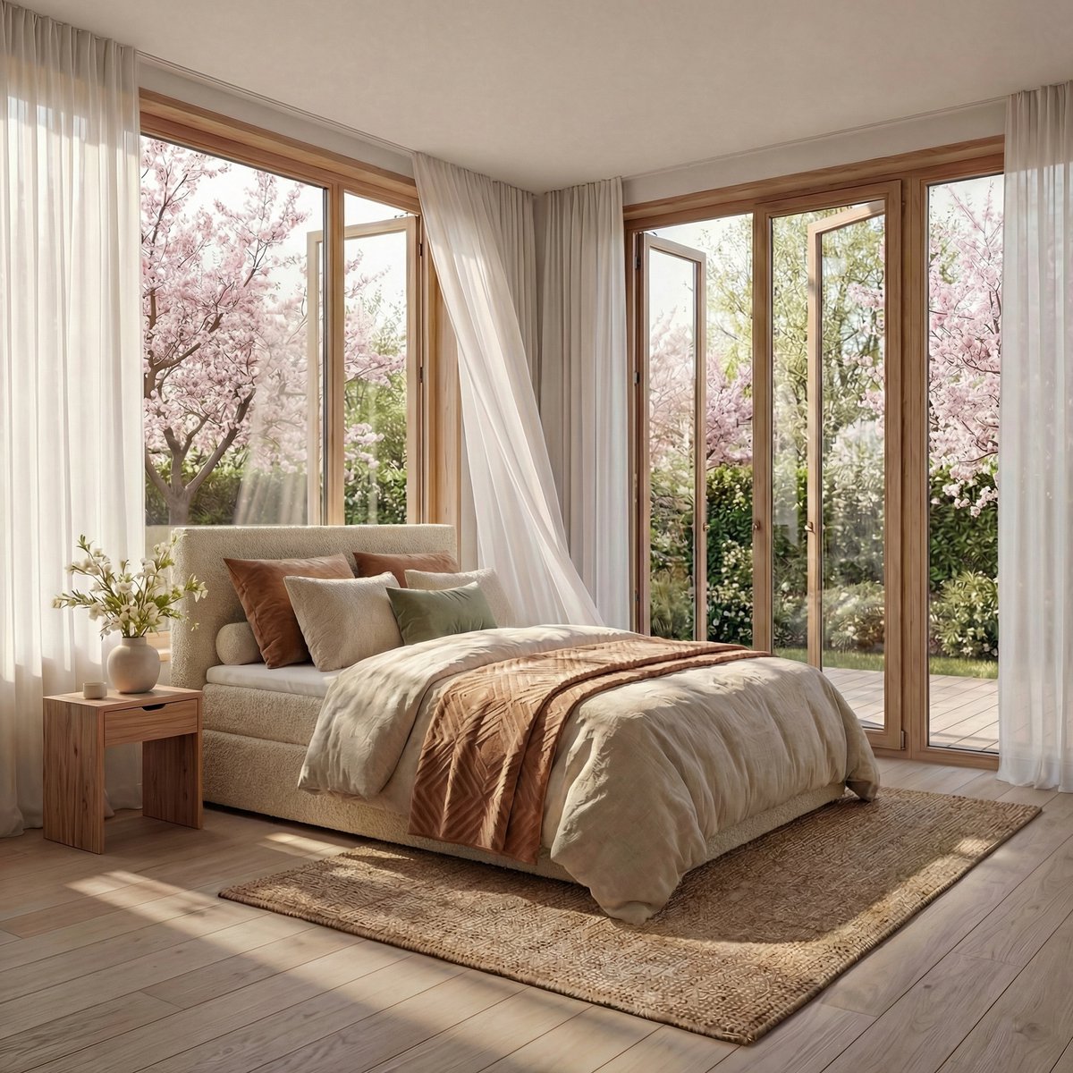 Mörgenn Boxspring Lounge - Pocketvering - Luxe Topper - Teddy Beige - 90x200 cm - Inclusief Dekbed en Kussens