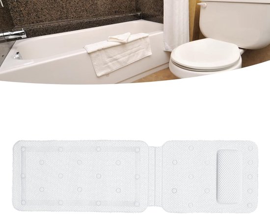 Zachte Badmatras Voor Volledig Lichaam - Spa - Kussen - Zachte Gewatteerde Mat - Ademend - PVC-Schuim - Comfortabel en Luxe - Relaxen in Bad - Wit — afbeelding 3