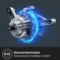 Moteur de lave-linge avec le texte 'Moteur Inverter' et 'BLDC', entouré d'effets électriques bleus.