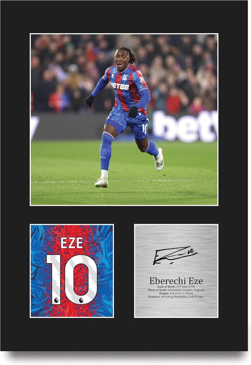Gesigneerde Foto - Fotokaart - Voetbal Fan Cadeau - Geprinte Handtekening Replica - A4 Formaat - Zwart