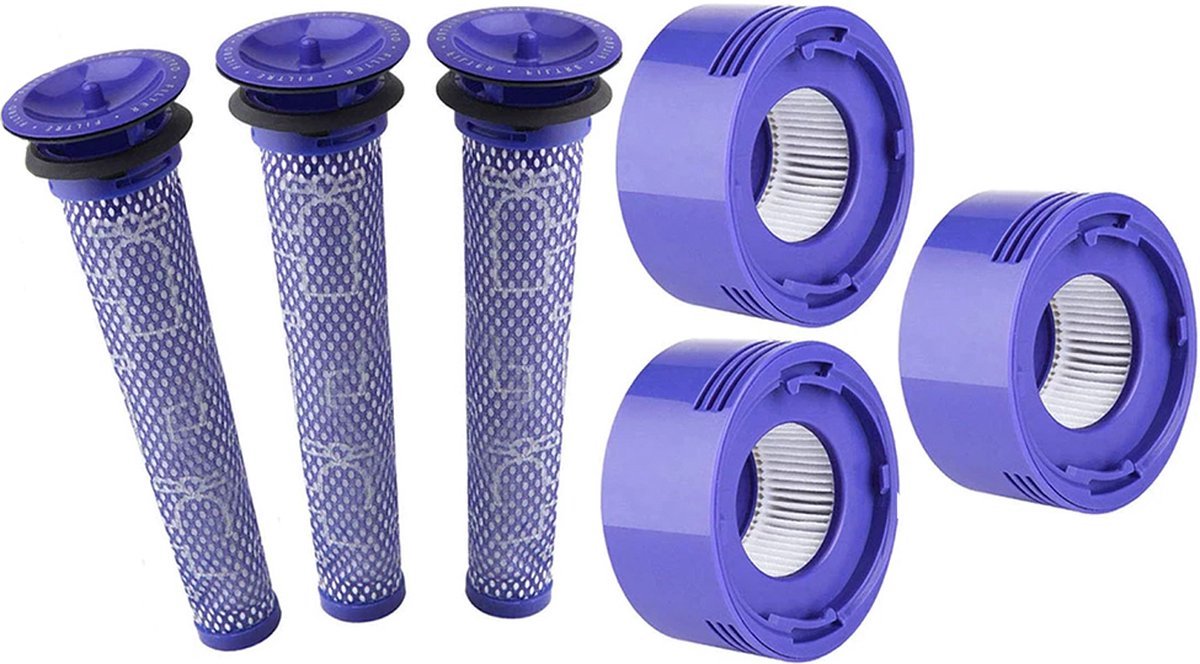17 Parts 3-delige Filterset geschikt voor Dyson V8 & V7 - Compatibel met Animal, Absolute, Motorhead, Fluffy, SV10 - Inclusief 3 Voorfilters, 3 HEPA Achterfilters & Reinigingsborstel - Accessoires Vervanging DC58/DC59/DC61/DC74