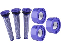 17 Parts 3-delige Filterset geschikt voor Dyson V8 & V7 - Compatibel met Animal, Absolute, Motorhead, Fluffy, SV10 - Inclusief 3 Voorfilters, 3 HEPA Achterfilters & Reinigingsborstel - Accessoires Vervanging DC58/DC59/DC61/DC74