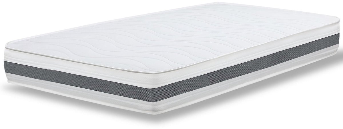 The White Stone Matras 140x190 cm van hypoallergeen Waterfoam, 20 cm | Vulling van katoen en hoes van ademend 3D-stof, anti-huisstofmijt en schimmelwerend | Gemaakt in Italië