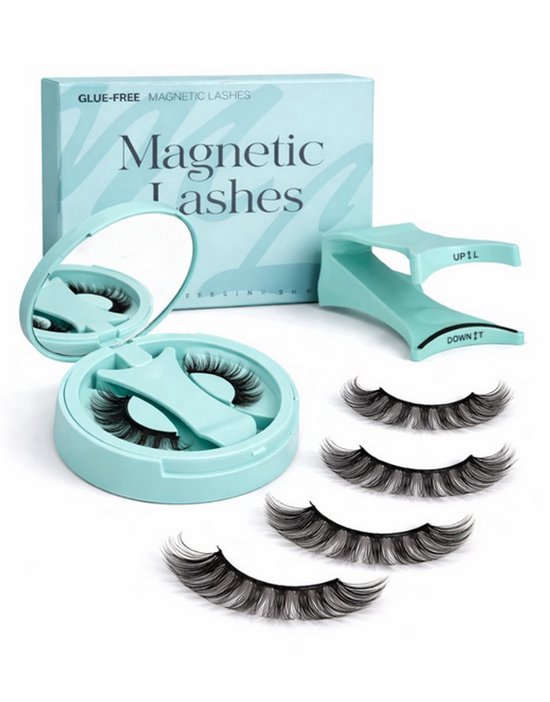 Ensemble de Cils Magnétiques 3D – Faux Cils Réutilisables Sans Colle – Cils Magnétiques Waterproof avec Applicateur et Trousse de Voyage – Cils Artificiels - 2 paires de faux cils