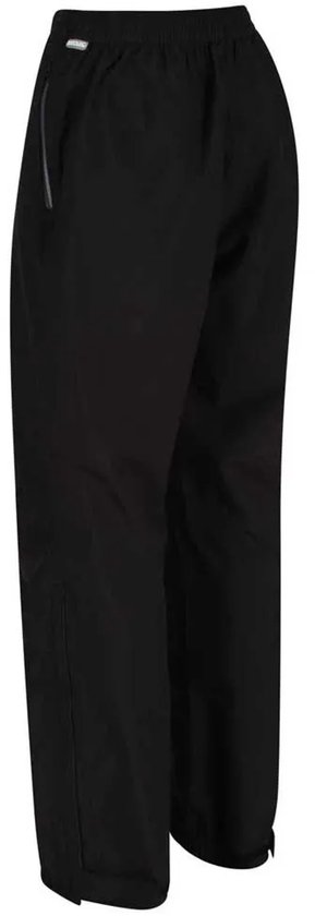 Zijaanzicht van de zwarte outdoorbroek voor dames, productfoto.