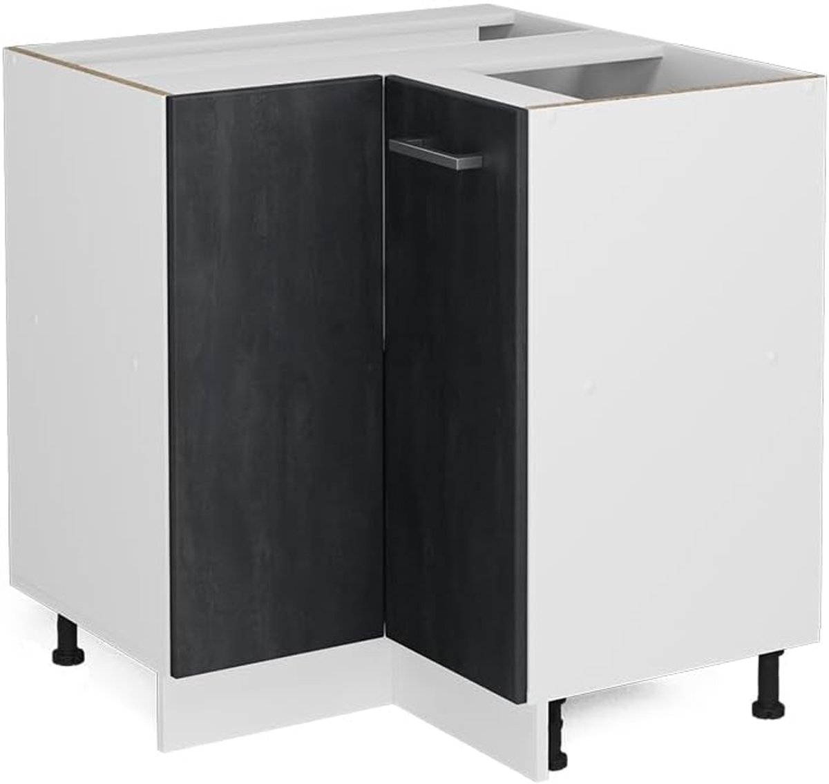 Hoekkast - Keukenkast - Keukenopslag - Modulair Systeem - 75.6 cm breed - Zwart beton