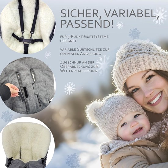 Baby Voetenzak - Winterzak Kinderwagen - Warm Blijven - Lamswol Binnenvoering - Verstelbaar - Groen — afbeelding 2