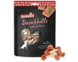 Rosewood Dumbbells Hondensnack Zalm – Kauwbotjes van Runderhuid – Voordeelverpakking 400 g – Graanvrij – Zonder Kunstmatige Toevoegingen