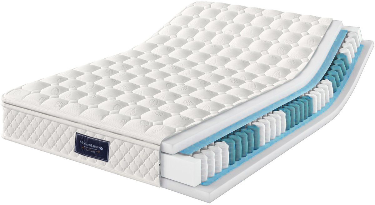 Pocketveringmatras 140x200 - 7-Zone Matras Met Koudschuim - H3 Hardheid, 25cm Hoog - Oeko-Tex Gecertificeerd - Voor Zij-, Rug- En Buikslapers - Wit