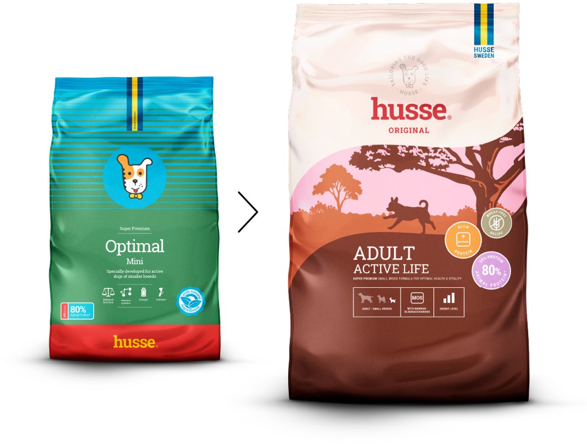 Husse Optimal Mini - Hondenvoer Droog, Hondenbrokken, Droogvoer, Hondenvoeding - 5 x 100g Proefpakket