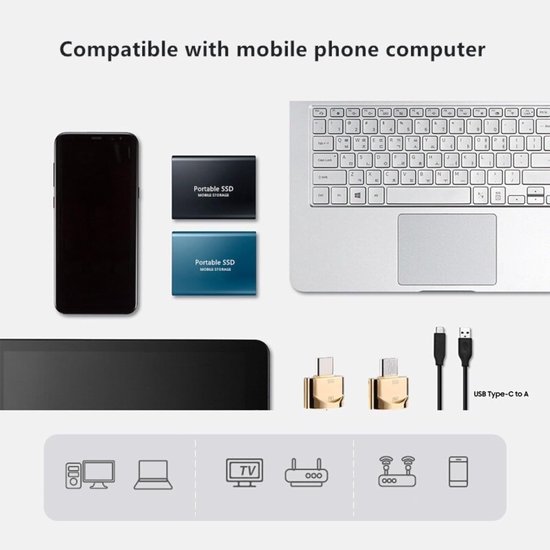 Draagbare Externe Schijf - Snelle Opslag - Data Back-up - Schokbestendig Ontwerp - 2.5 Inch Vorm - Zwart — afbeelding 3