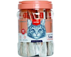 Wanpy - likbare snack - Tonijn & Zalm - Voordeelpack 40 stuks - Kattensnacks - Creamy Treat