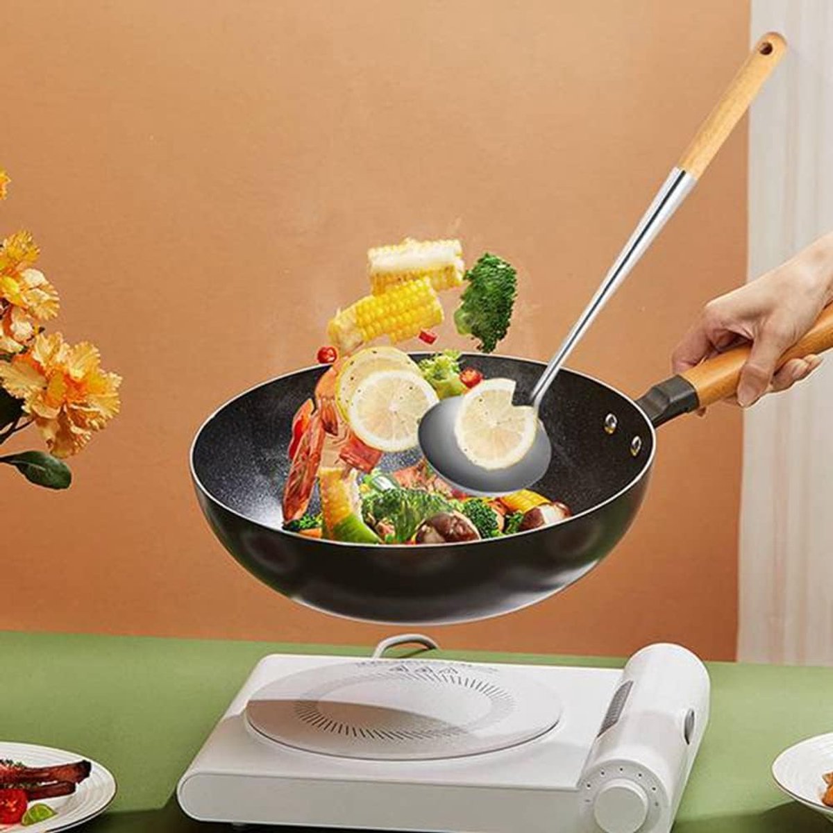 Wok Spatel - Keukengereedschap - Roerbakken - Vaatwasserbestendig - 43 cm - Zilver