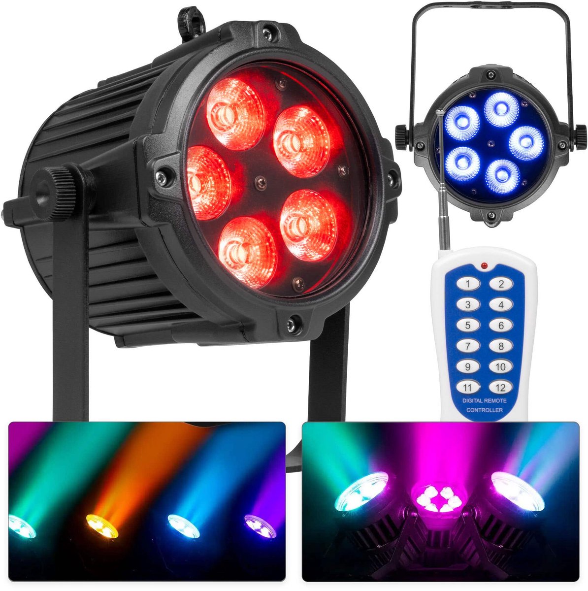 BeamZ set van 2 BWA65 Outdoor LED parren - IP65 - 5x 8W RGBW LED’s - Met afstandsbediening