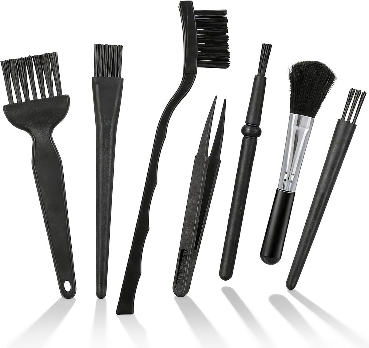 Reinigingsset Computer - Borstelset PC - Stofvrij Maken - 7 Delige Set - Diverse Maten - Zwart