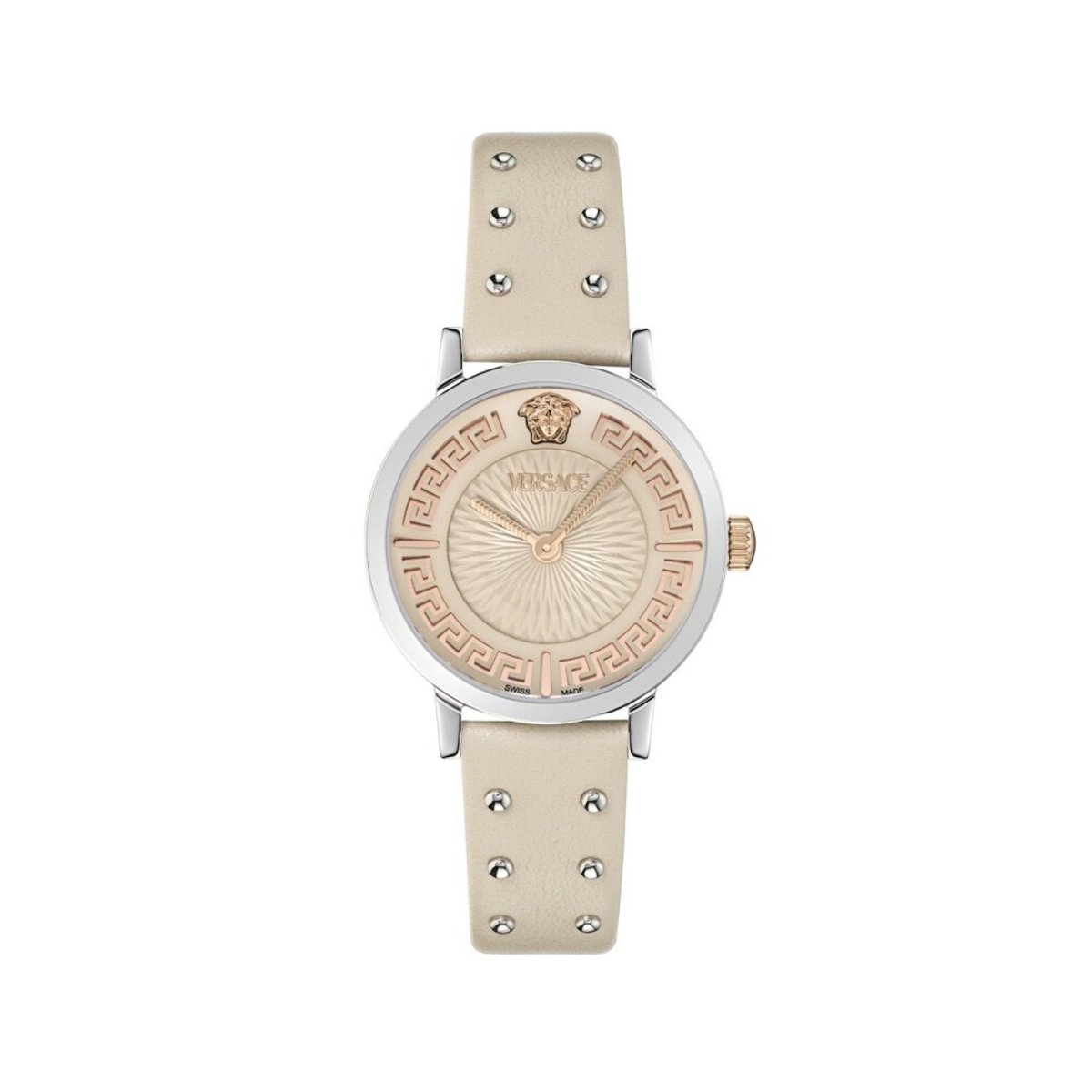 Versace Greca Fortuna VE0A00125 Horloge - Leer - Crème - Ø 35 mm