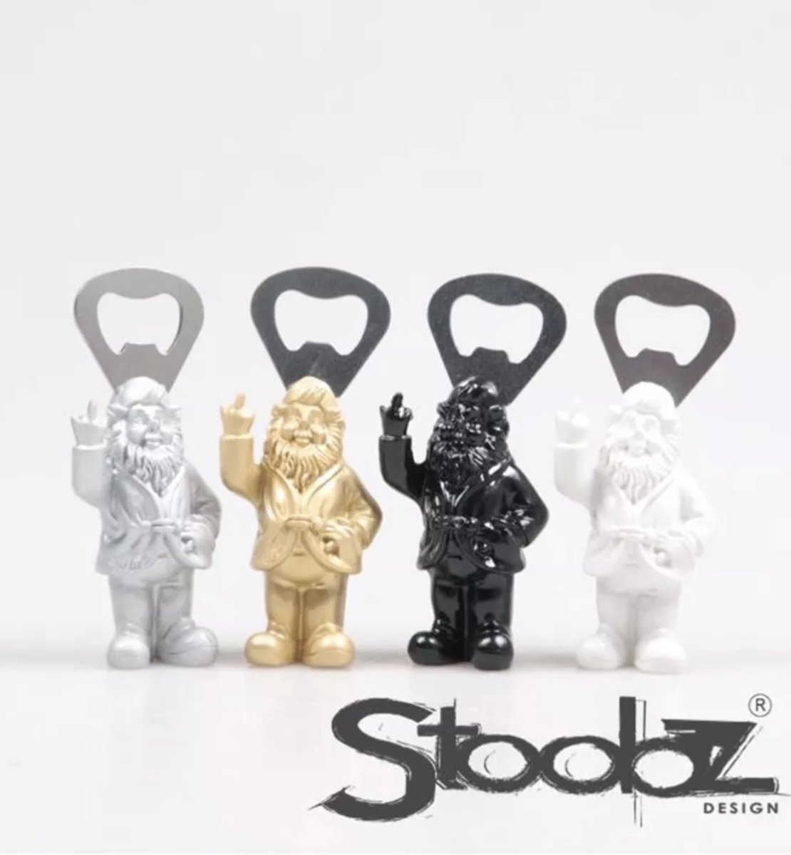 Stoobz flesopener fuck you kabouter middelvinger zilver
