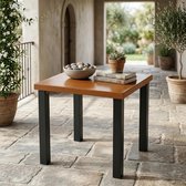 Tribesigns bijzettafel voor buiten - tuintafel - met blad in houtlook en stevige zwarte metalen poten - Tafel - bijzettafel voor terras, balkon, tuin en woonkamer - 45 x 45 x 44 cm - Grijs