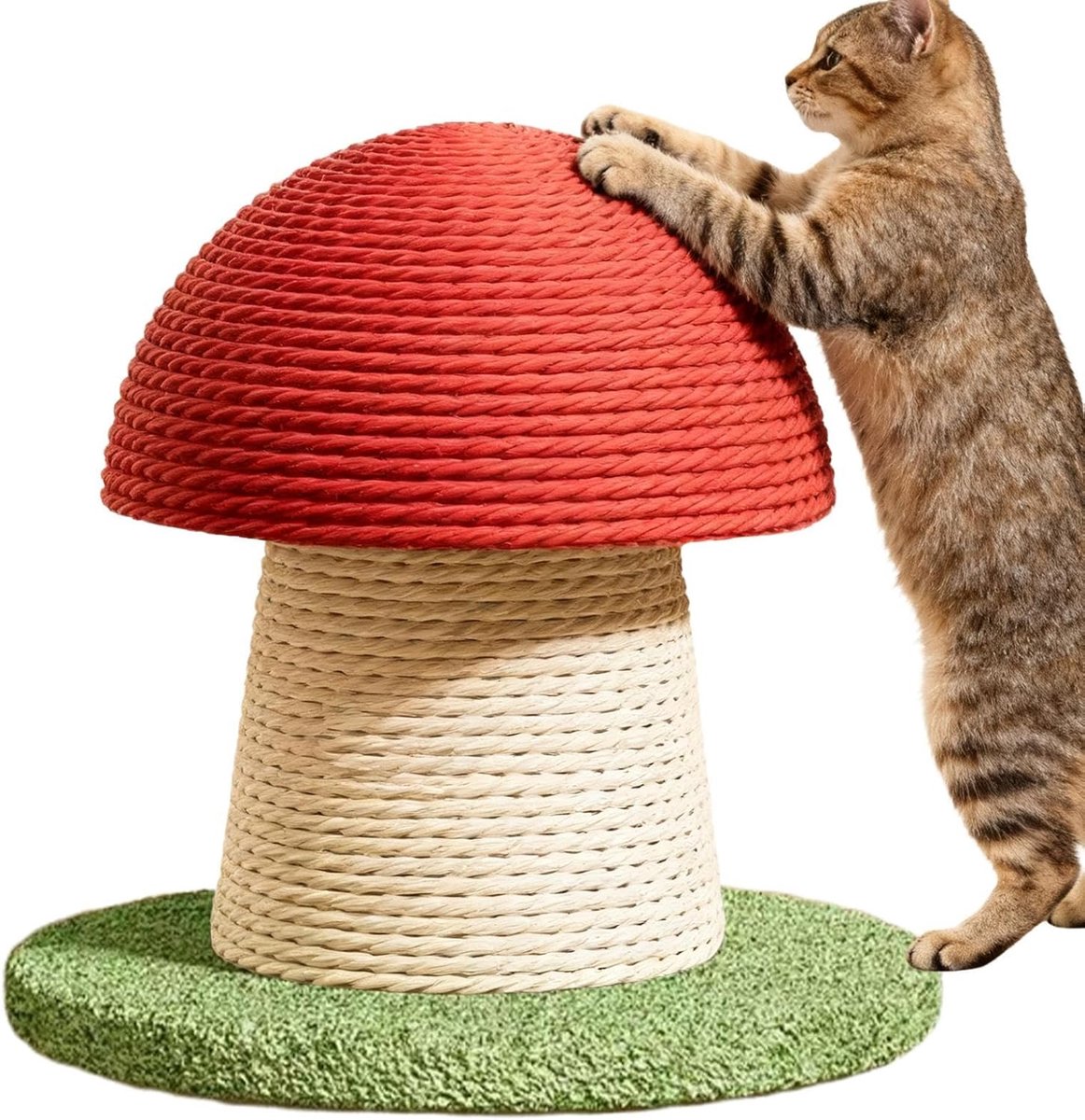 Krabpaal Paddenstoel - Katten Krabmeubel - Stimuleert Spel - Stevige Basis - 20x18x16 cm - Rood