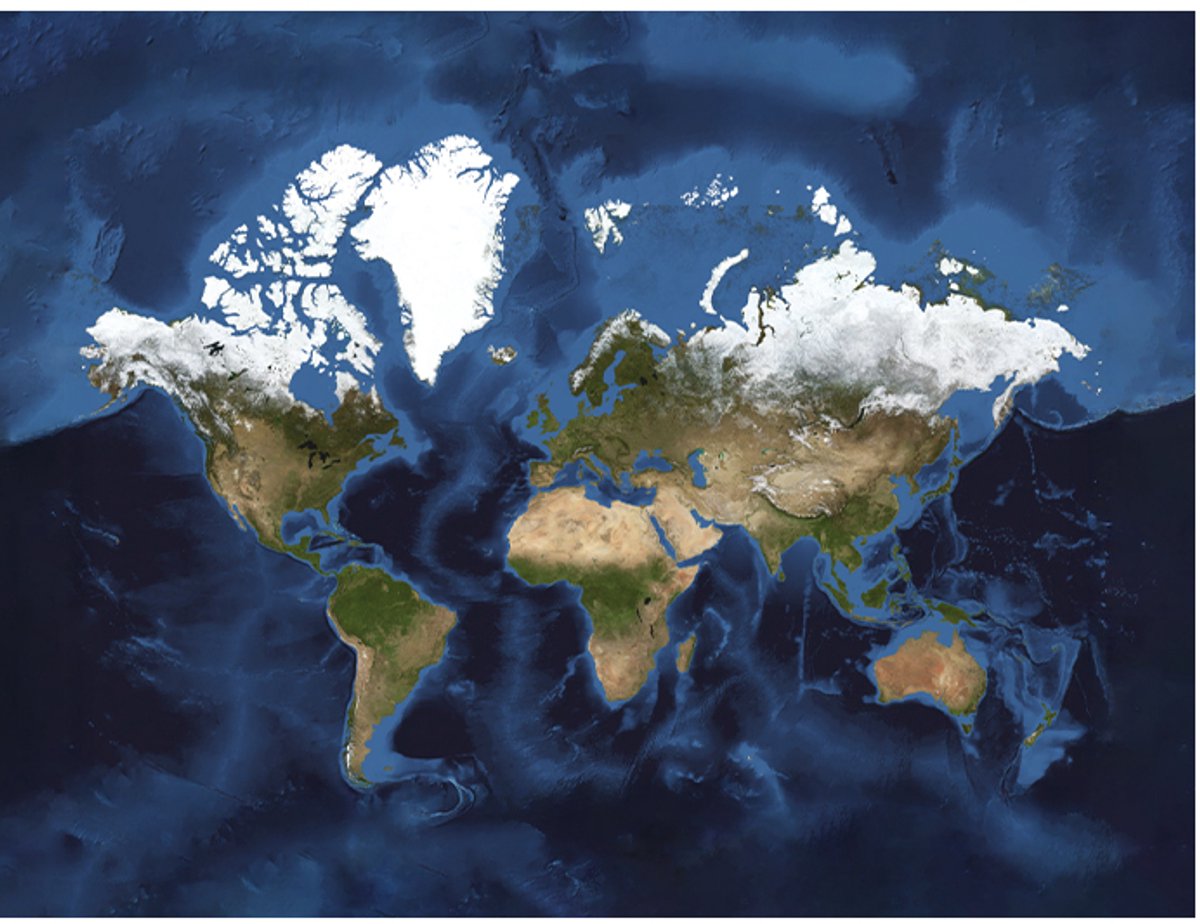 Wereldkaart 40x30 cm - Aluminium - Voelbaar 3D Reliëf - World map - Wanderlust - Vintage - Retro - Muurdecoratie - Wanddecoratie
