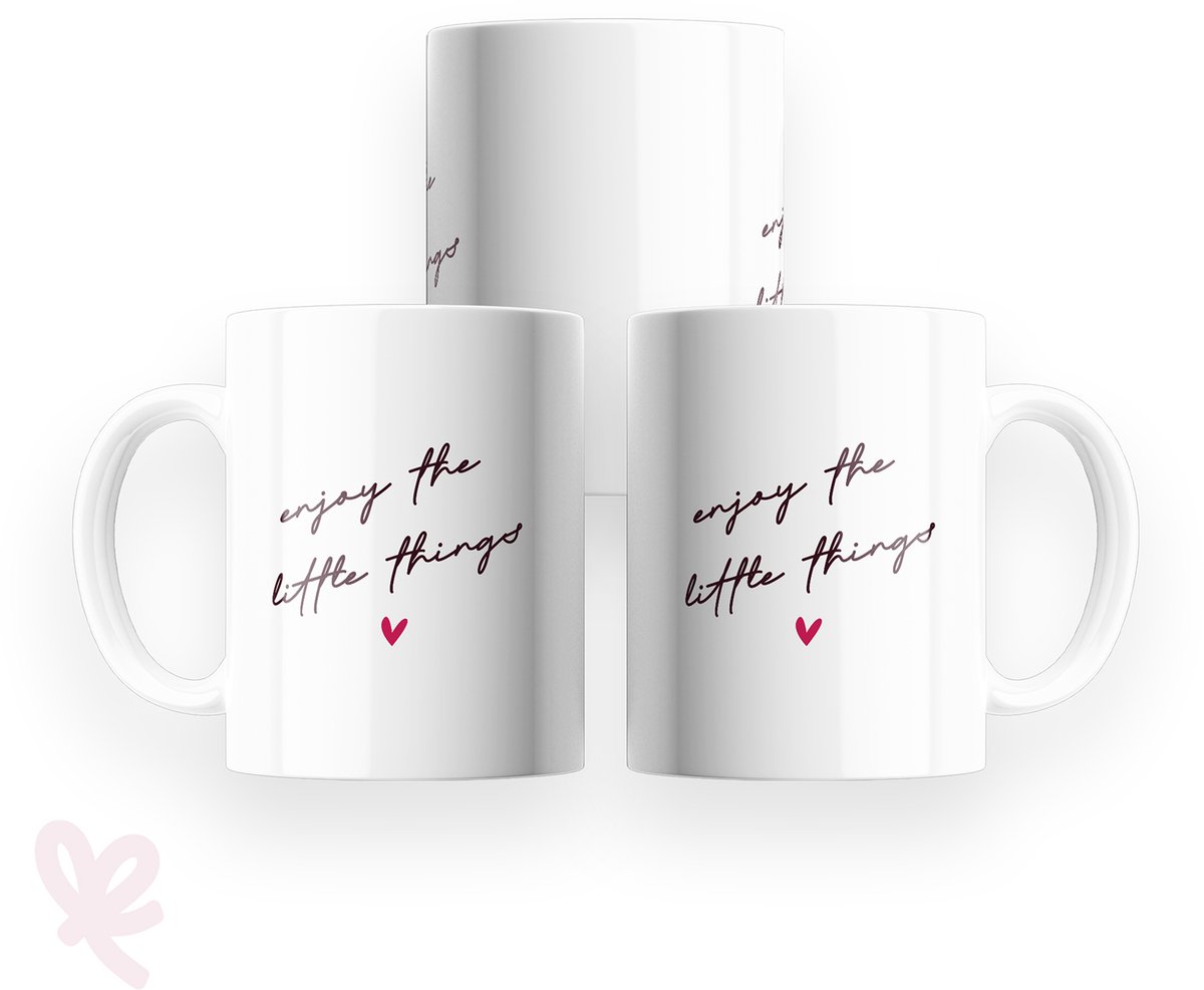 Bedrukte mok Enjoy the Little Things - keramische mok 320 ml - cadeau verjaardag - GIVIO
