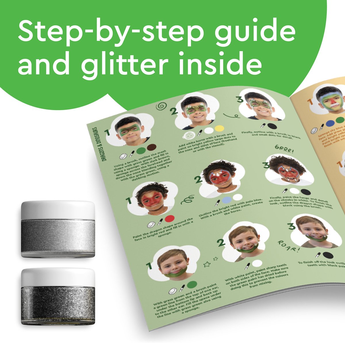 Snazaroo 1172249 Professioneel Face Painting Kit – Compleet Gezichtsschilderingsset voor Evenementen, Festivals & Scholen – Huidvriendelijk, Waterbasis, Inclusief Glitter - Meer dan 1.500 gezichten, eindeloos plezier — afbeelding 3