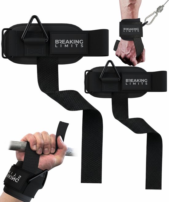 Breaking Limits Lifting Straps met D Ring - Wrist Cuffs Gym - Lifting Grips voor Kabelmachine - Ekkovision Straps Style