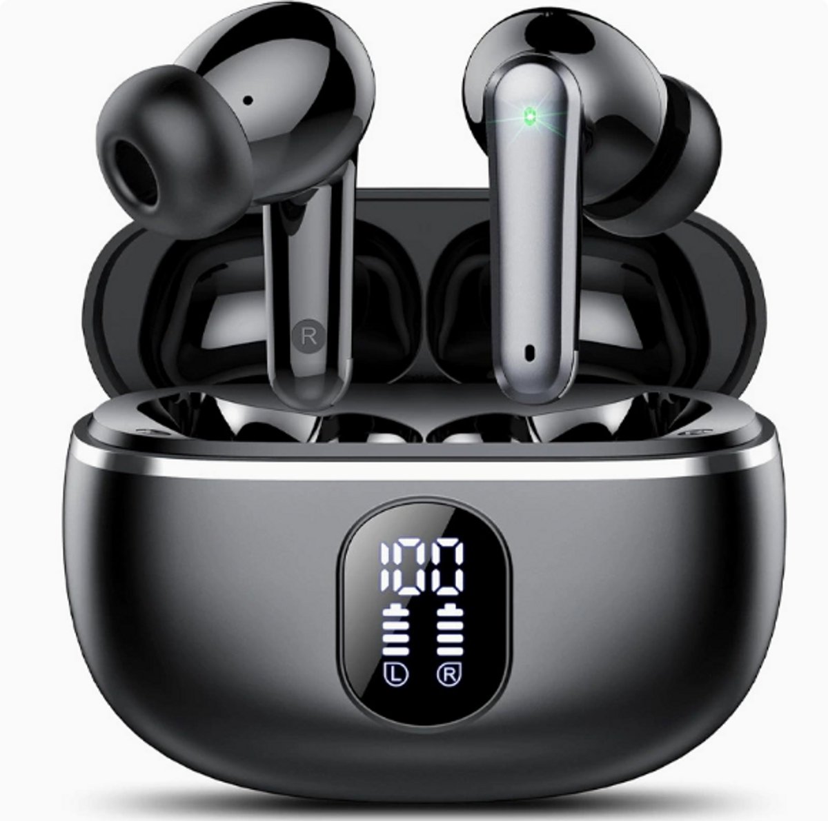 Draadloze Oordopjes met ANC+ENC – Bluetooth 5.3 Oortjes – 40 Uur Batterij – Noise Cancelling – In-Ear Earbuds – Zwart – Universeel
