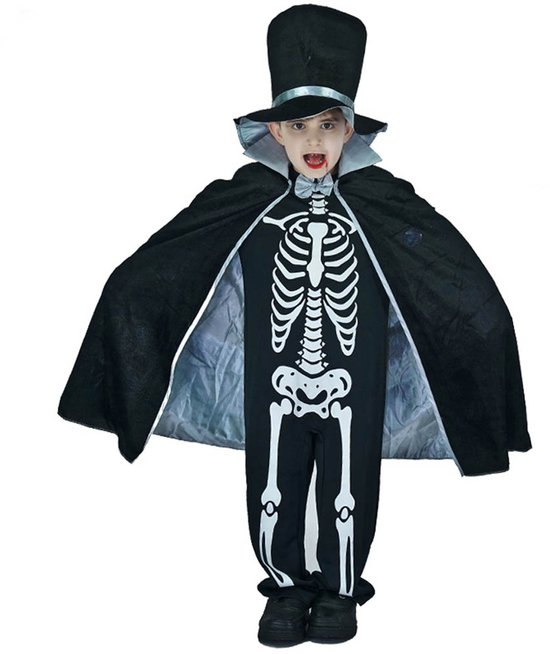 Skelet kostuum - Goochelaar - Halloween - Carnavalskleding - Carnaval kostuum - Jongens - 4 tot 6 jaar