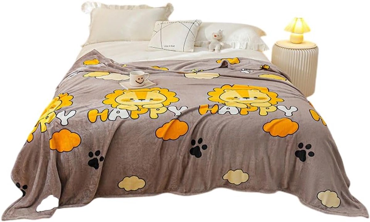 Zachte Fleece Deken - Dutjesdeken Plaid - Gezellige Avonden - Hypoallergeen Materiaal - 120x200 cm - Sunshine Leeuw