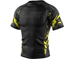Extreme Hobby Black Panther Collectie - Rashguard - Korte Mouwen - Zwart-Geel - XL
