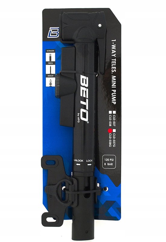 Beto CLD-038G Mini Fietspomp met Manometer - Universele Ventielen — afbeelding 5