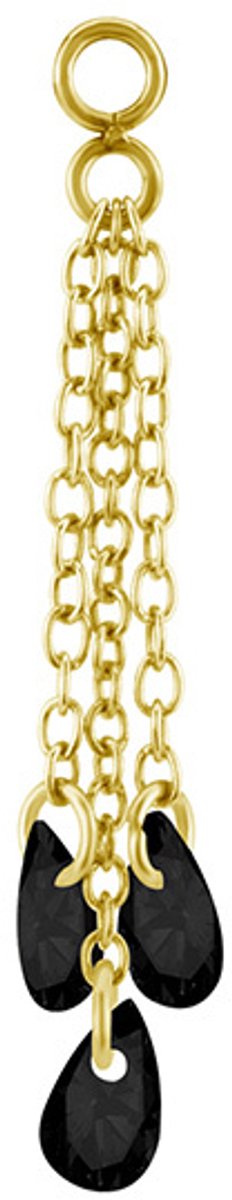 Crazy Needles - Charmsketting - Zwart Cirkonia - Goudkleurig - 30 mm