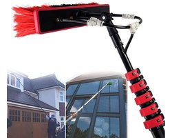 Telescoopborstel Glasbewassing - Watergevoede Steel - Hoge Oppervlakken Reinigen - Uitschuifbaar Tot 12 Meter - 35Cm Borstelkop