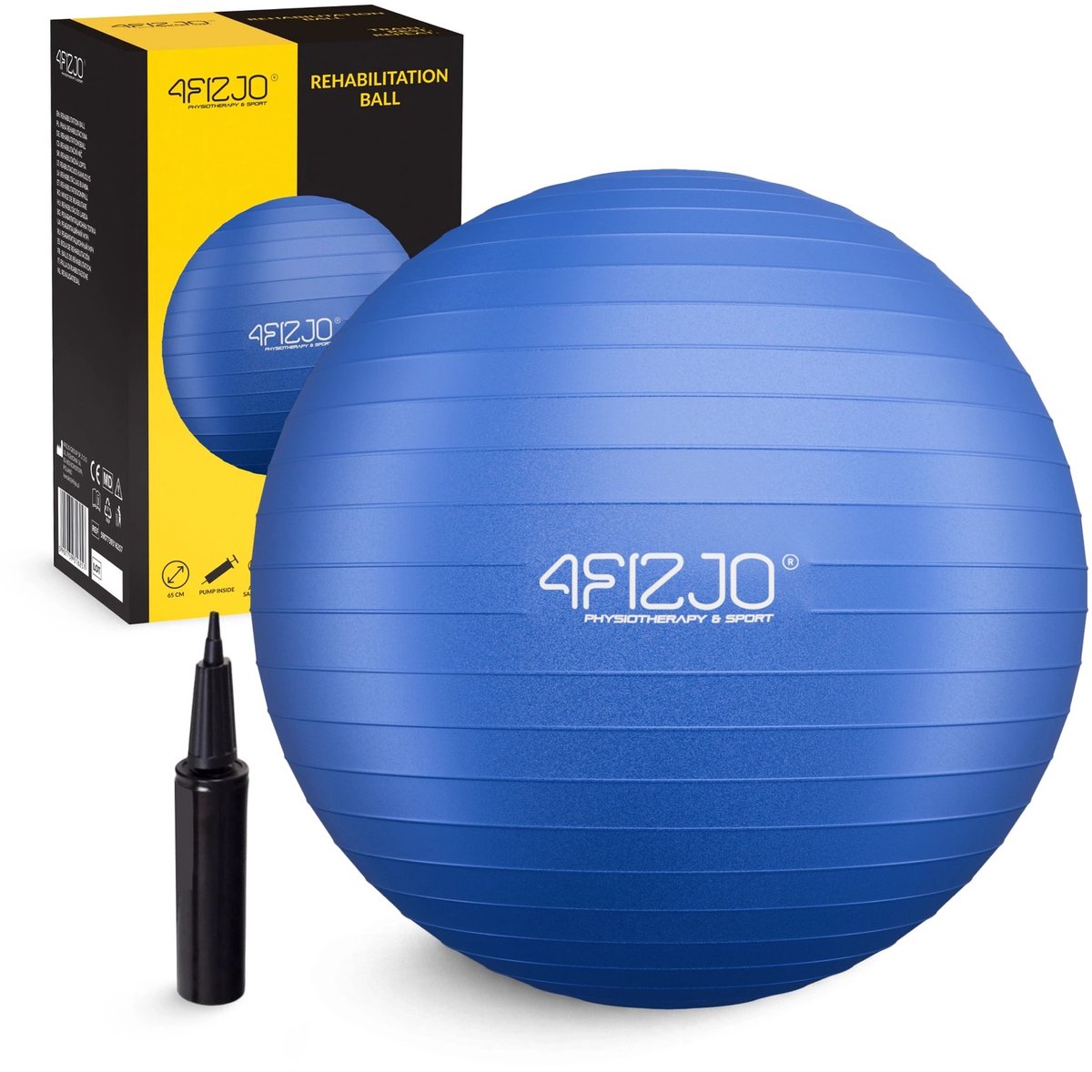 4Fizjo Reh Ball - Fitnessbal - 65cm - Anti-burst Systeem - Met Pomp