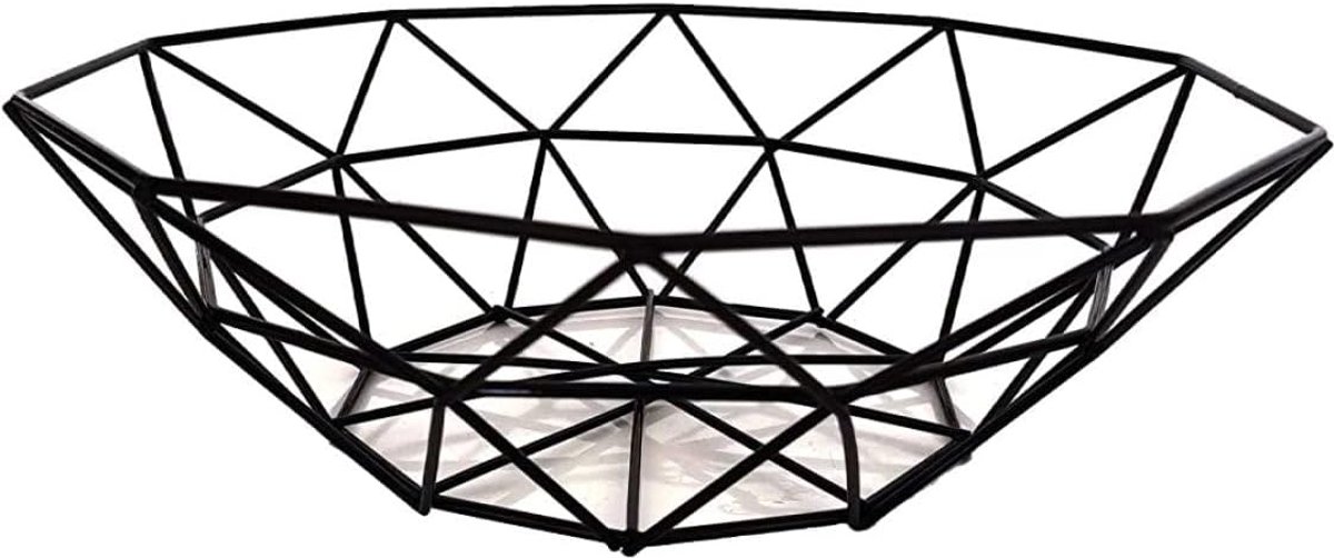 Fruitschaal Draad - Fruitmand Keuken - Verse Opslag - Robuust Metaal - 27 x 14.5 cm - Zwart