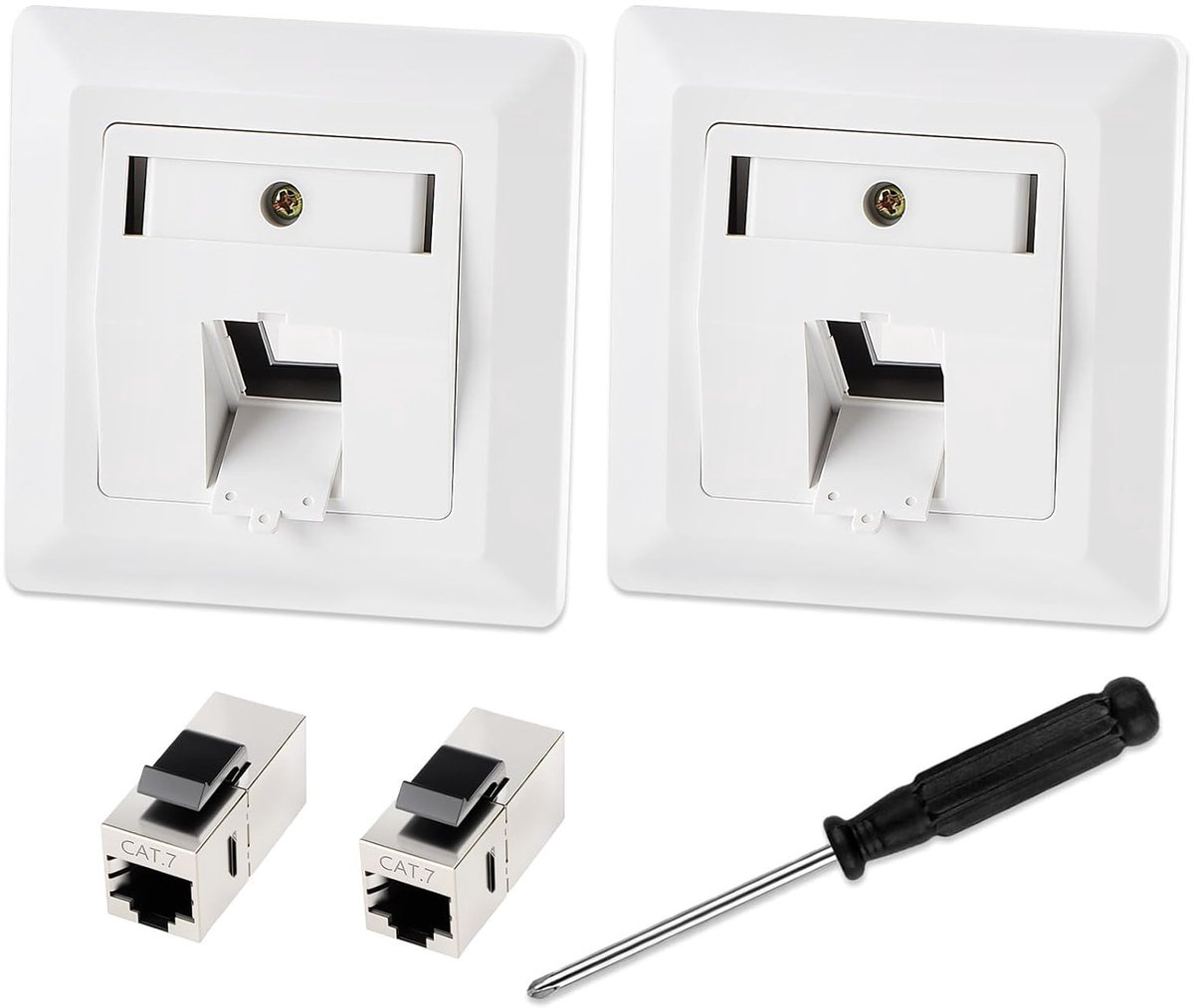 Netwerk Koppeling - Ethernet Hub - Internet Verbinding - Volledig Afgeschermd - 80x80mm Paneel - Wit