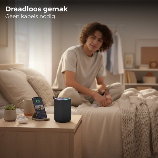 Lomera Bluetooth Speaker - Draadloze Speaker - Draagbare Bluetooth Speaker - Bluetooth Luidspreker - Draagbare Speaker - Mini Bluetooth Speaker - Bluetooth Speaker RGB - Bluetooth Speaker met RGB Verlichting — afbeelding 5