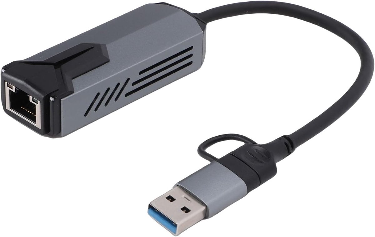 USB Ethernet Adapter - Netwerkkaart Converter - Snelle Internetverbinding - 5Gbps Snelheid - Compact Ontwerp - Zilver