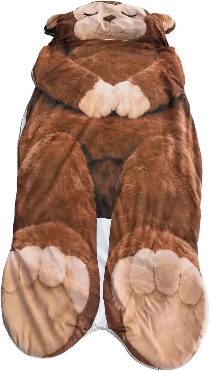 Slaapzak Volwassenen - Pluche deken - Kamperen en Reizen - Warm Thermisch Materiaal - 175 x 80 cm - Bruin