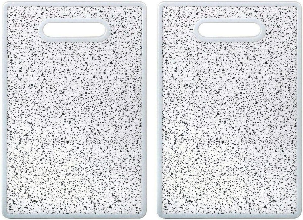 Snijplank Set - Keukenplank - Voedselbereiding - Marmerlook Kunststof - 30x20cm - Wit Gespikkeld