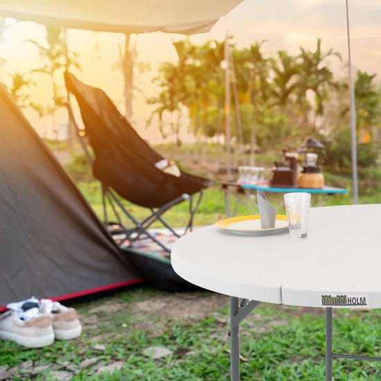 TRUTZHOLM - Ronde Vouwtafel - Ø 120 cm - Wit - Partytafel - Inklapbaar - Campingtafel - Voor 6 Personen van Merkloos — afbeelding 5