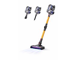 Hyundai Premium Steelstofzuiger Draadloos – Krachtig & Lichtgewicht – 40 min Accu – Knikstang – Flexibele stang - Voor Dierenharen, Tapijt & Harde Vloeren – Zakloos – Led verlichting - Inclusief Accessoires - Rainbow