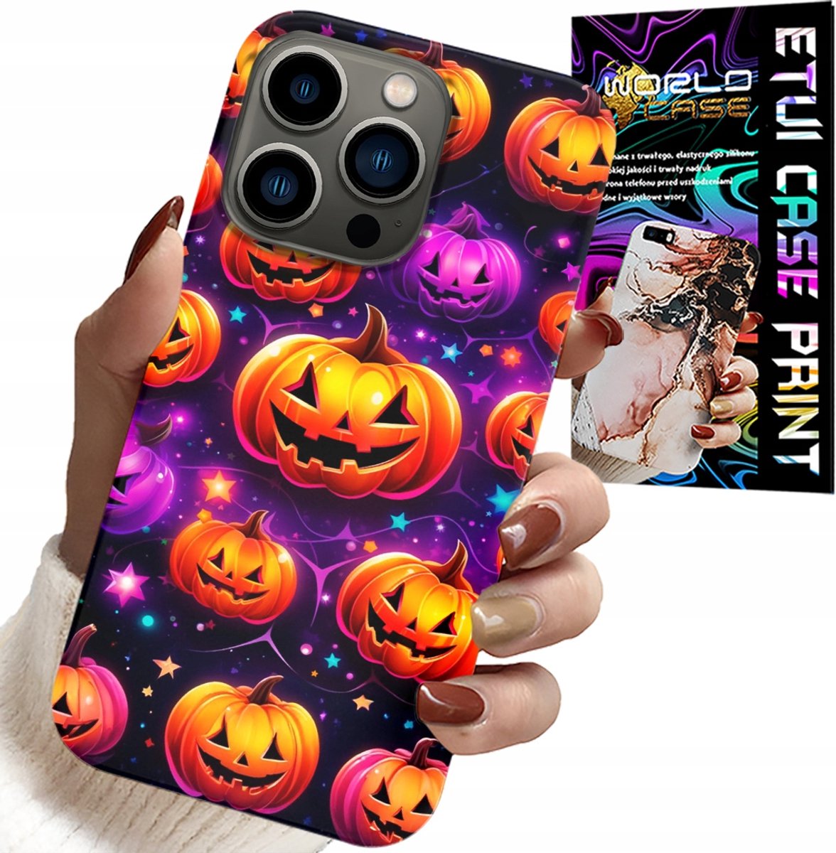 iPhone 14 Pro hoesje - Halloween, Salem, enge pompoenen, patronen