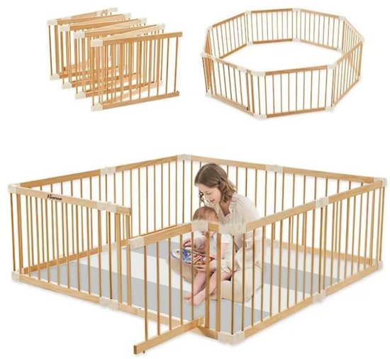 ouwbare Babybox 152x152 cm met Luxe Dikke Speelmat – Inklapbare Playpen 8 Panelen 70 cm, Stabiel en Praktisch Ontwerp