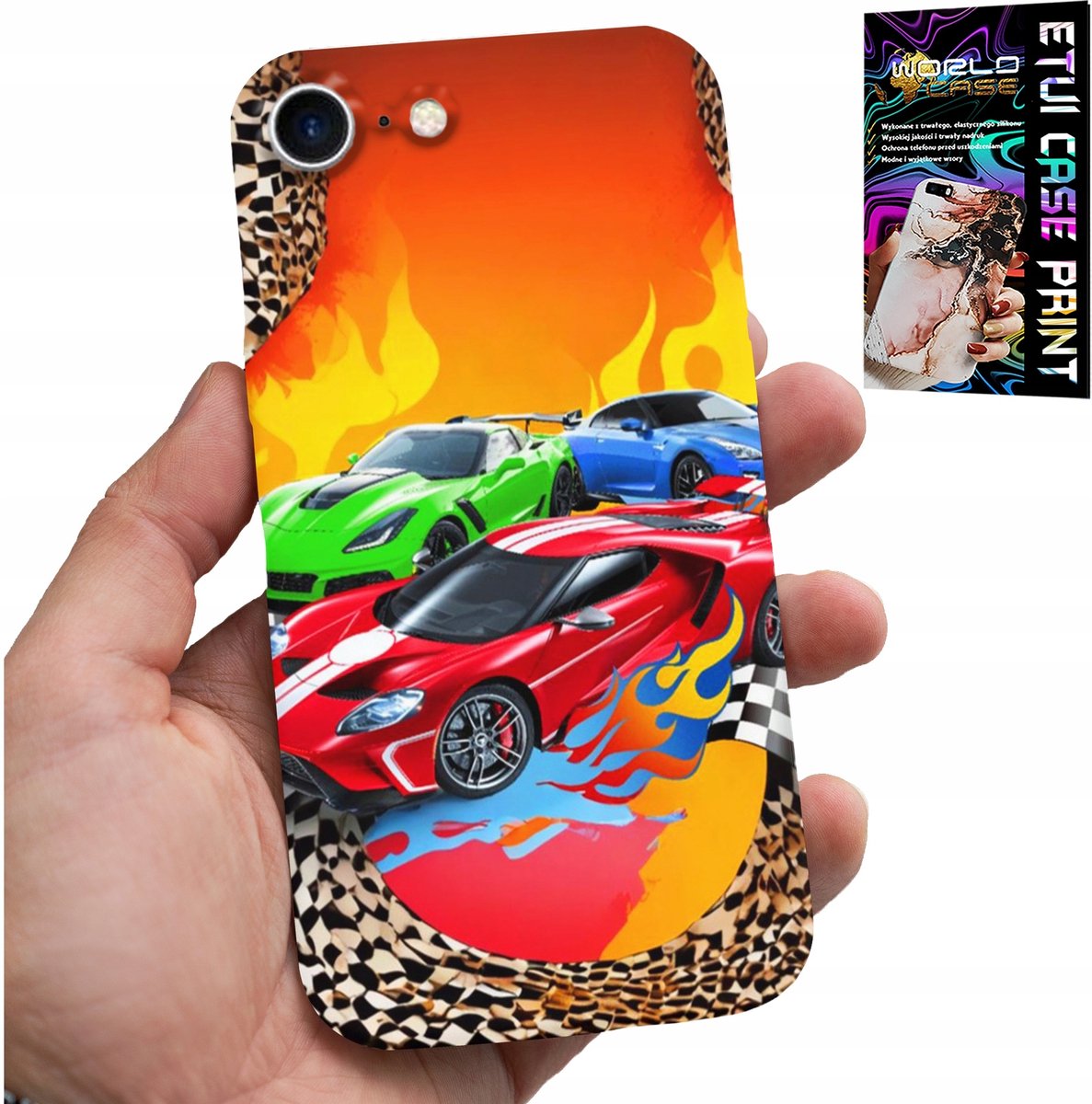 iPhone 7 / 8 / SE2 hoesje - voor kinderen, raceauto's + glas