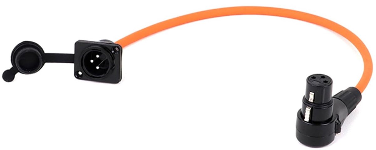 XLR Kabel - Microfoon Kabel - Paneel Montage - 90 Graden Hoek - 10 Meter - Oranje