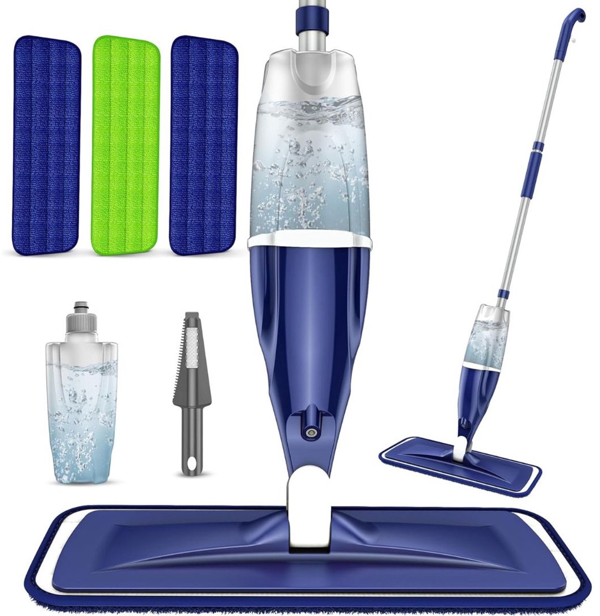 SAVI® Dweil Met Spray - Dweil - Mop - Blauw - 39cm x 13cm x 120cm