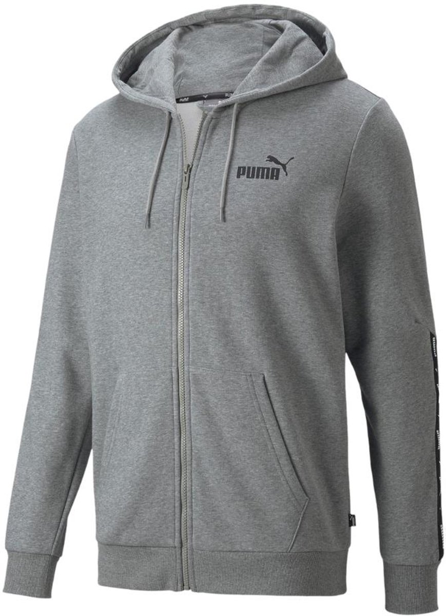 Puma Sweater Heren ESS+ Tape Full-Zip Hoodie TR Grijs